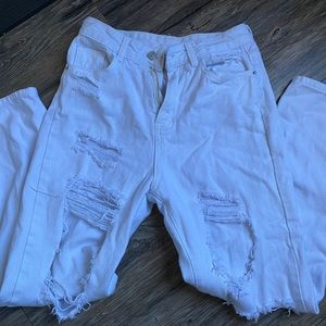 White ripped baggy jeans